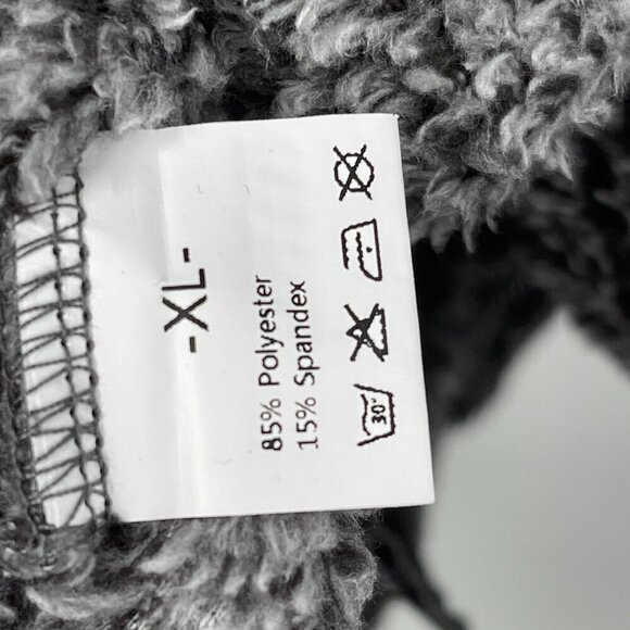 Sherpa Teddy Fur Zip Up Vest Sleeveless Jacket Gray Black XL - Picture 7 of 7